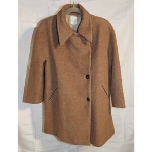 Vintage Joan & David Italy Camel Wool Coat Size 4/38 Small Tan Mid-Length